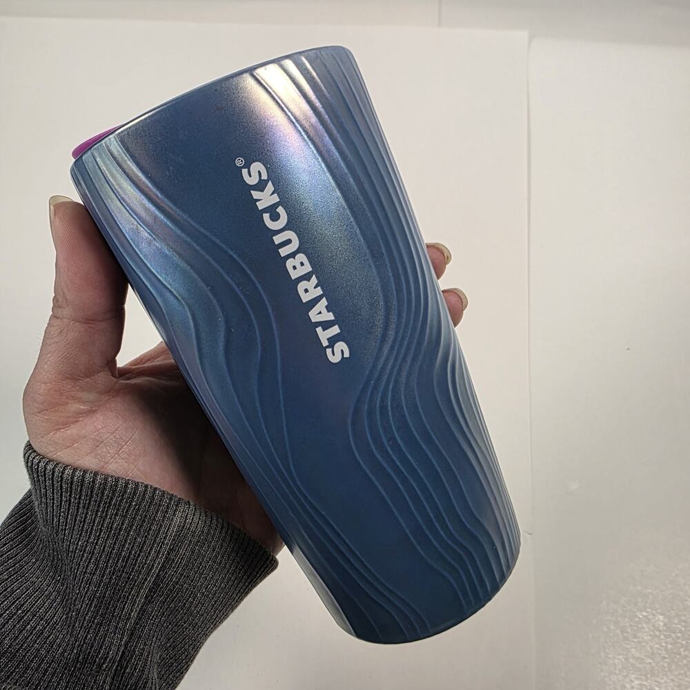 2022 Starbucks Spring Iridescent Ceramic Tumbler With Pink Lid, 12 Oz.